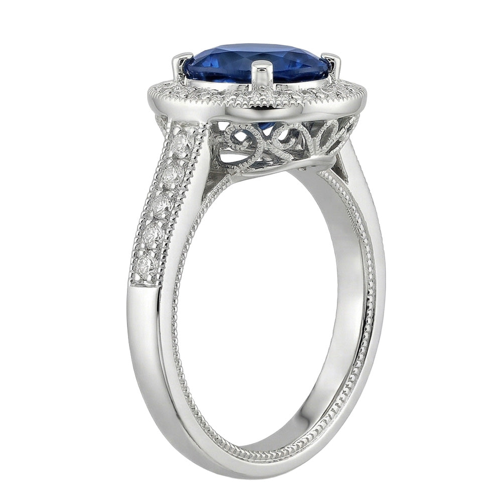 natural round sapphire 3ct ring top view