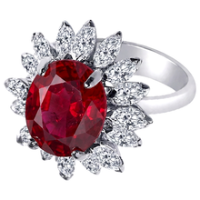 Oval Shape 13.80 Carats Ruby Natural Earth Mined DIAMOND ( NOT LAB GROWN ) White Gold 14K Ring