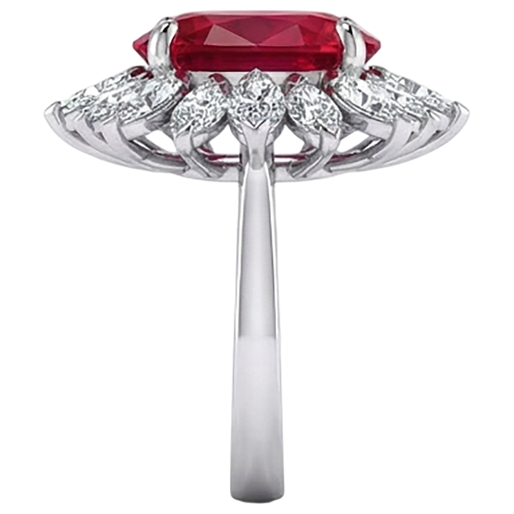Oval Shape 13.80 Carats Ruby Natural Earth Mined DIAMOND ( NOT LAB GROWN ) White Gold 14K Ring