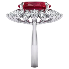 Oval Shape 13.80 Carats Ruby Natural Earth Mined DIAMOND ( NOT LAB GROWN ) White Gold 14K Ring