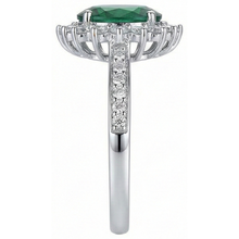 Oval Shape Green Emerald And Natural Earth Mined Diamond Ring White Gold 14K 5.75 Ct