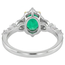 Gemstone Ring 14K Two Tone Gold with Fine Emerald – back view