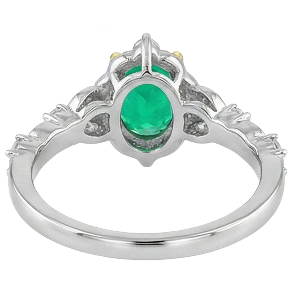 Gemstone Ring 14K Two Tone Gold with Fine Emerald – back view