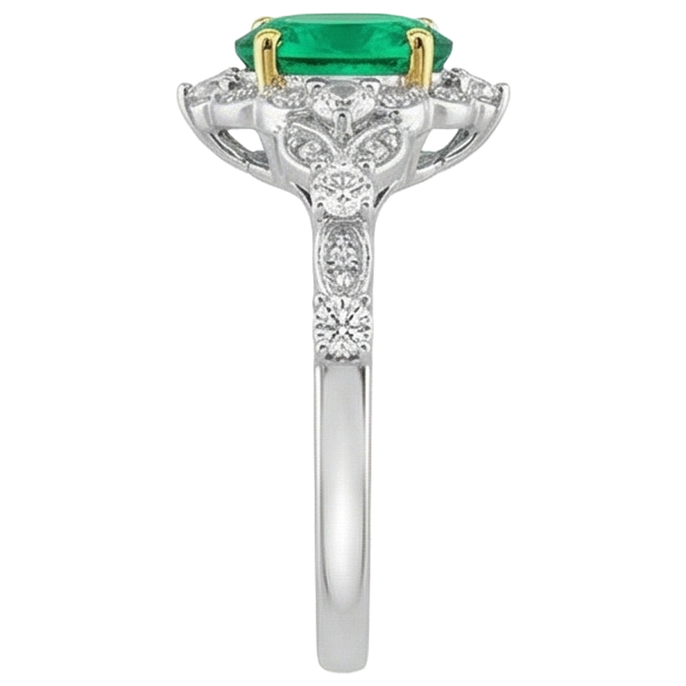 Authentic Fine Emerald Gemstone Ring – profile view