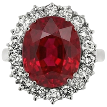 Oval Shape Red Ruby Gemstone With Natural Earth Mined Diamond Ring White Gold 14K 10.50 Ct