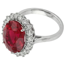 Oval Shape Red Ruby Gemstone With Natural Earth Mined Diamond Ring White Gold 14K 10.50 Ct