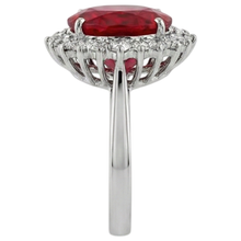 Oval Shape Red Ruby Gemstone With Natural Earth Mined Diamond Ring White Gold 14K 10.50 Ct