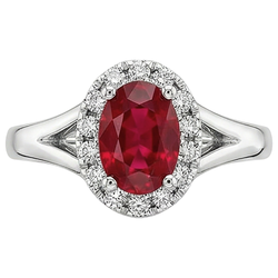 Oval Shape Red Ruby Natural Earth Mined DIAMOND ( NOT LAB GROWN ) Ring 1.20 Carats White Gold 14K
