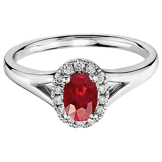 Oval Shape Red Ruby Natural Earth Mined DIAMOND ( NOT LAB GROWN ) Ring 1.20 Carats White Gold 14K