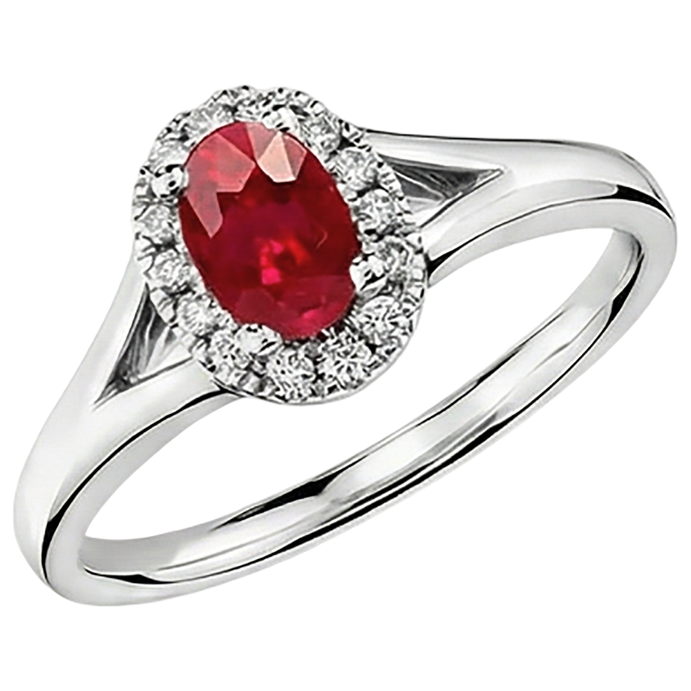 Oval Shape Red Ruby Natural Earth Mined DIAMOND ( NOT LAB GROWN ) Ring 1.20 Carats White Gold 14K