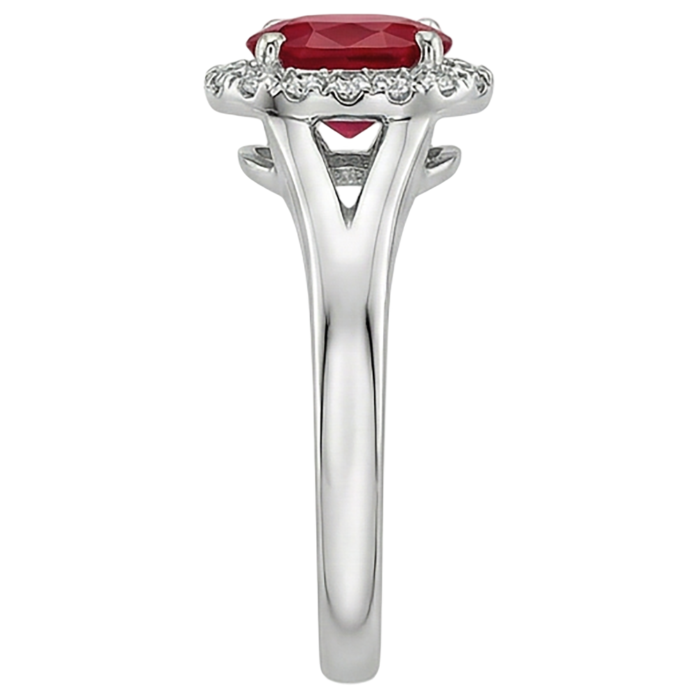 Oval Shape Red Ruby Natural Earth Mined DIAMOND ( NOT LAB GROWN ) Ring 1.20 Carats White Gold 14K