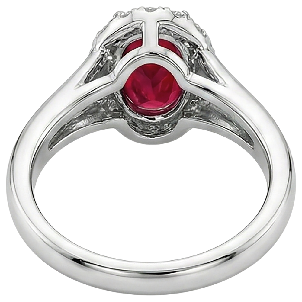 Oval Shape Red Ruby Natural Earth Mined DIAMOND ( NOT LAB GROWN ) Ring 1.20 Carats White Gold 14K