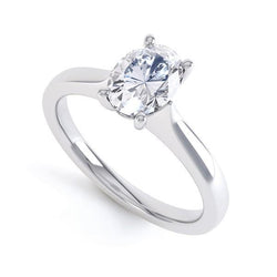 Oval Shaped Real Diamond Lady White Gold Solitaire Ring 1 Carat