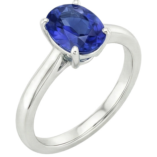 Oval Shaped Solitaire Ceylon Sapphire Wedding Ring 3 Carats Gold