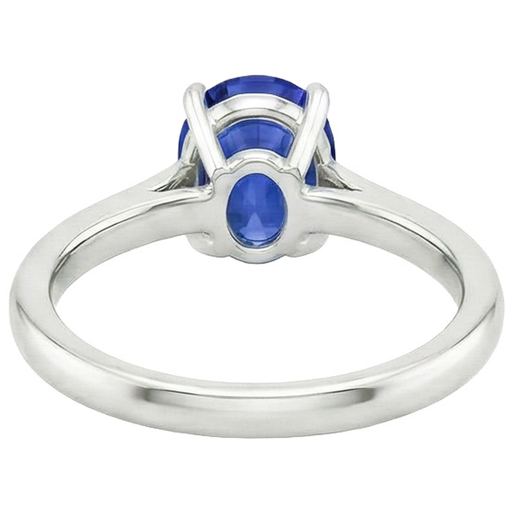 Oval Shaped Solitaire Ceylon Sapphire Wedding Ring 3 Carats Gold
