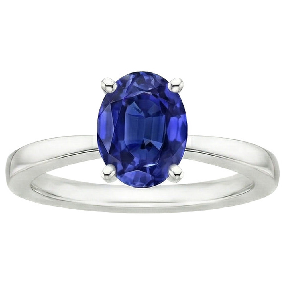 Oval Shaped Solitaire Ceylon Sapphire Wedding Ring 3 Carats Gold