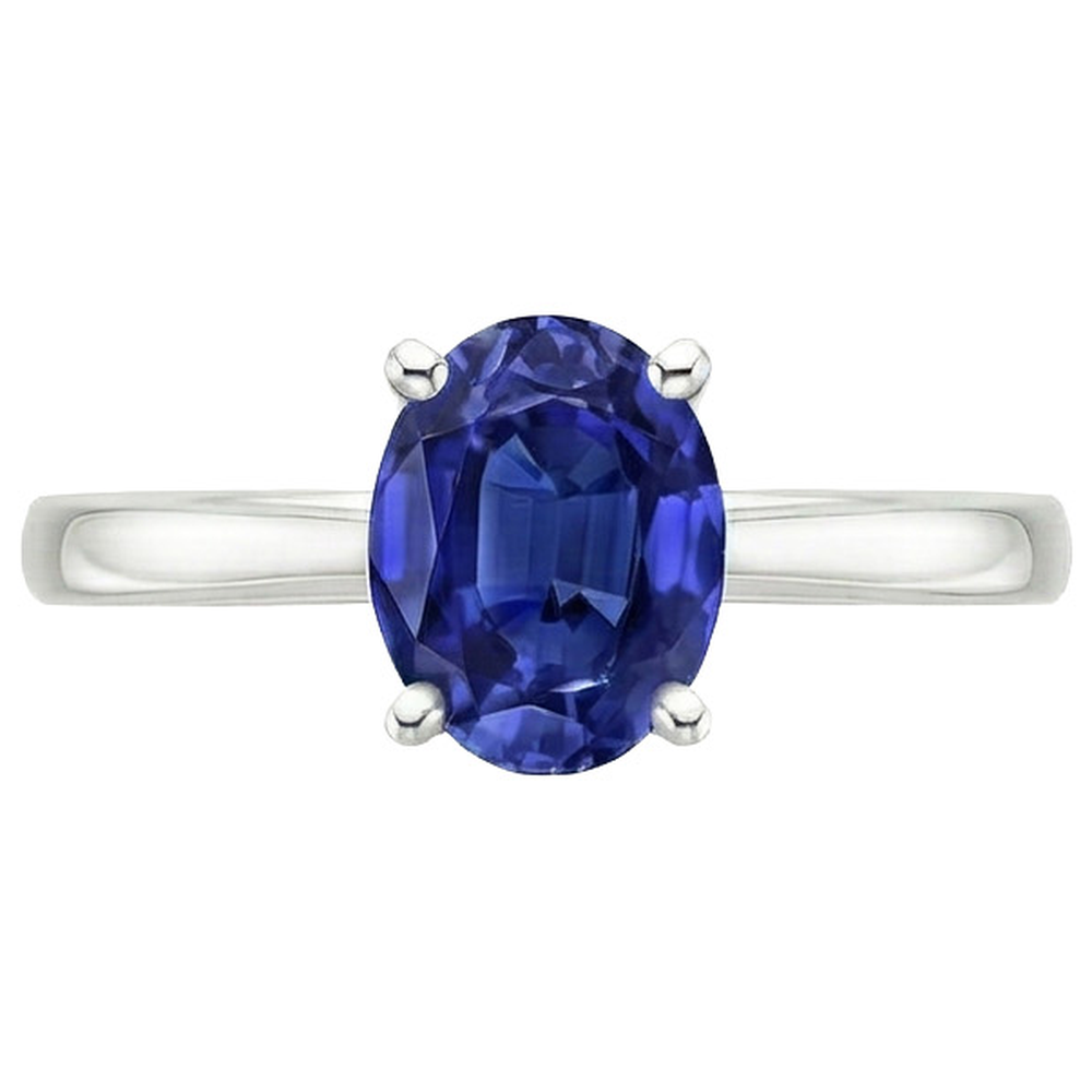 Oval Shaped Solitaire Ceylon Sapphire Wedding Ring 3 Carats Gold