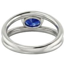 Oval Solitaire 2 Carat Ring Bezel Set Blue Ceylon Sapphire Gold 14K