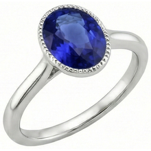 Oval Solitaire Blue Sapphire Ring Bezel Set 2.50 Carats Jewellery