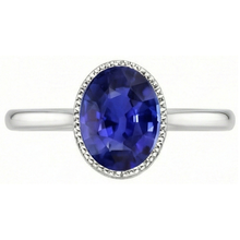 Oval Solitaire Blue Sapphire Ring Bezel Set 2.50 Carats Jewellery