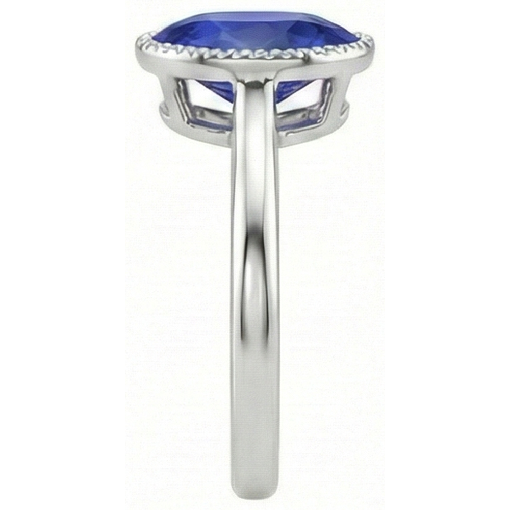 Oval Solitaire Blue Sapphire Ring Bezel Set 2.50 Carats Jewellery