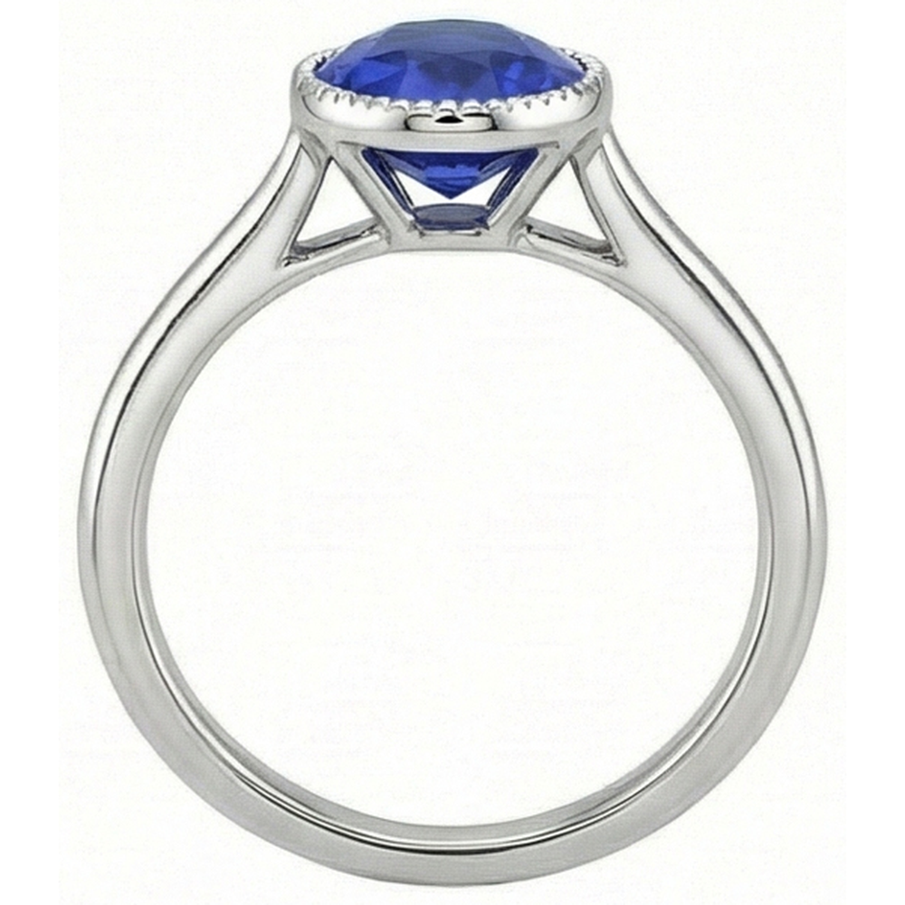 Oval Solitaire Blue Sapphire Ring Bezel Set 2.50 Carats Jewellery