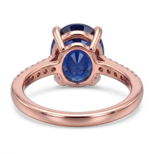 Oval Solitaire Blue Sapphire Ring & Pave Set Natural Earth Mined Diamonds 4.50 Carats