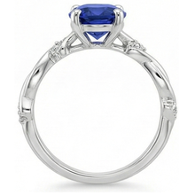 Oval Solitaire Blue Sapphire With Accents Ring Twist Style 3.50 Carats