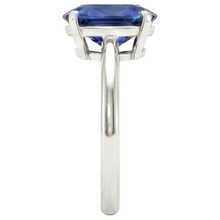 Oval Solitaire Ceylon Blue Sapphire White Gold Ring 4.50 Carats