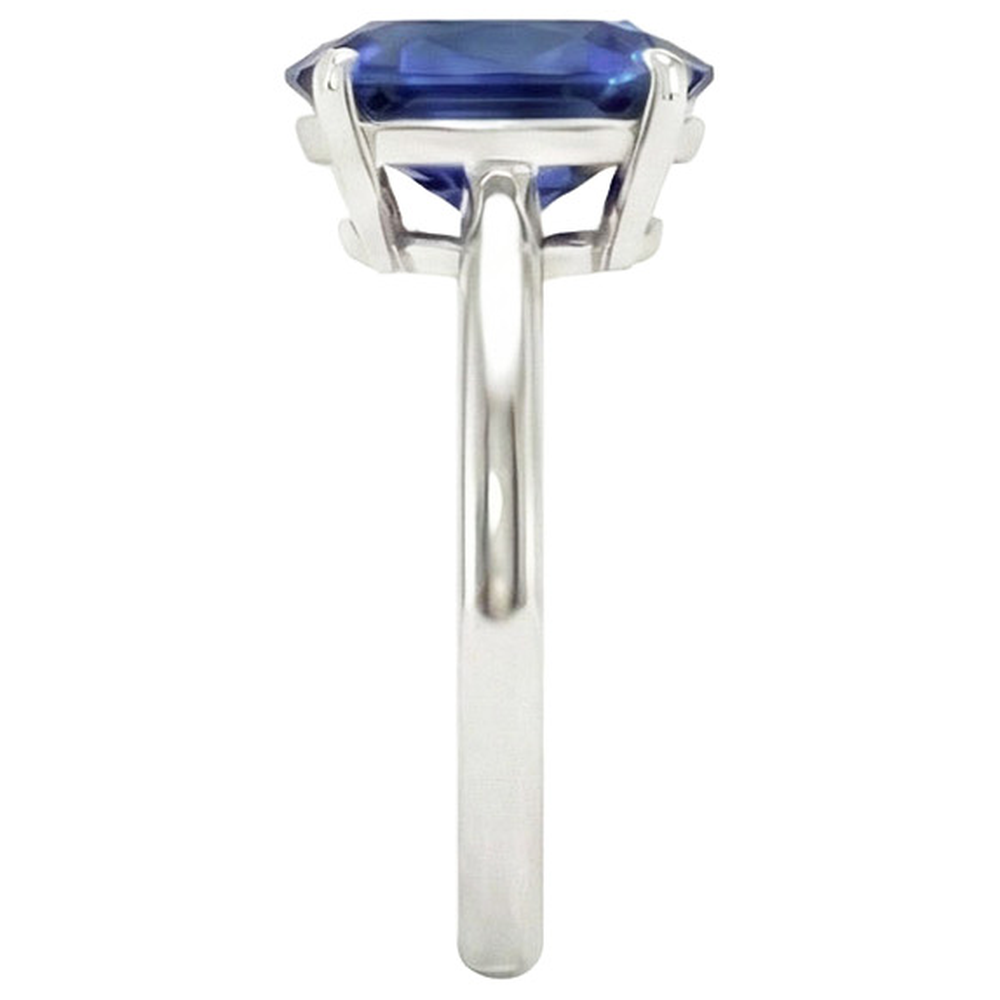 Oval Solitaire Ceylon Blue Sapphire White Gold Ring 4.50 Carats