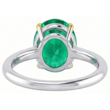 Natural Emerald Gemstone Ring 4 ct 14 Karat Two Tone Gold – top view