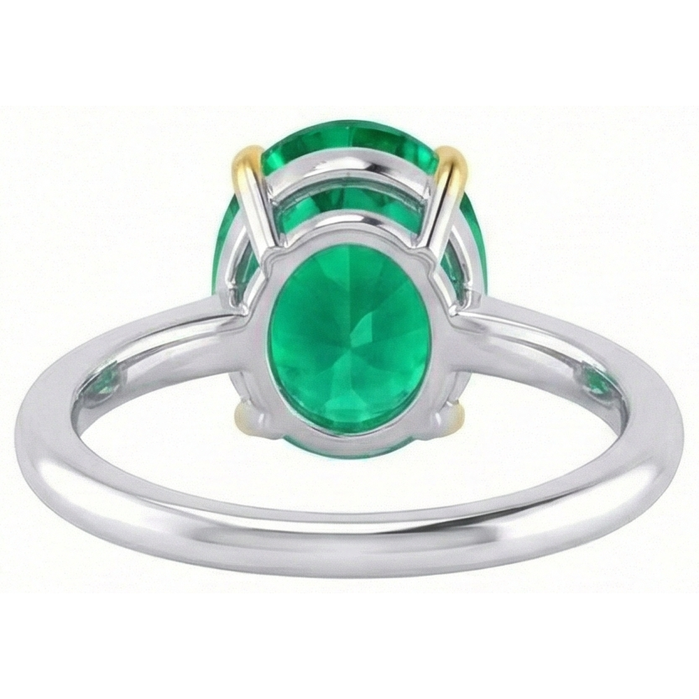 Natural Emerald Gemstone Ring 4 ct 14 Karat Two Tone Gold – top view