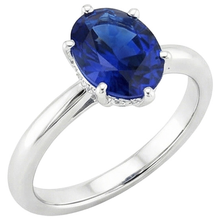 Oval Solitaire Ring Ceylon Sapphire 2.50 Carats White Gold Prong Set
