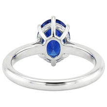 Oval Solitaire Ring Ceylon Sapphire 2.50 Carats White Gold Prong Set