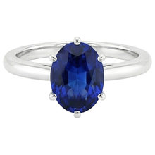 Oval Solitaire Ring Ceylon Sapphire 2.50 Carats White Gold Prong Set
