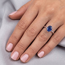 Oval Solitaire Ring Ceylon Sapphire 2.50 Carats White Gold Prong Set