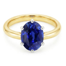 Oval Solitaire Ring Sri Lankan Sapphire Two Tone 2 Carats Thick Shank