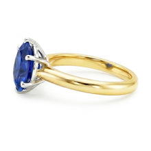 Oval Solitaire Ring Sri Lankan Sapphire Two Tone 2 Carats Thick Shank
