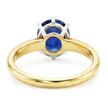 Oval Solitaire Ring Sri Lankan Sapphire Two Tone 2 Carats Thick Shank