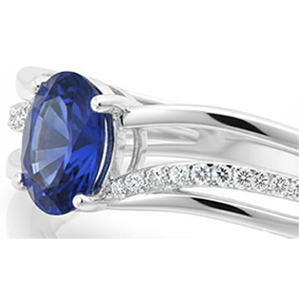 Oval Sri Lanka Blue Sapphire Natural Earth Mined Diamond 3 Carats Wedding Ring