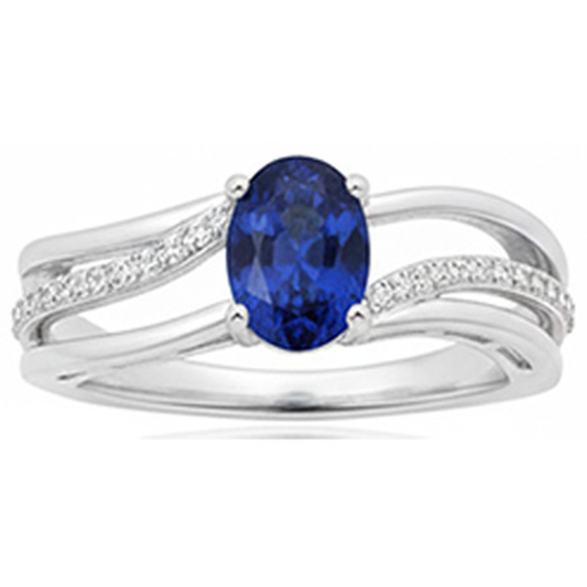Oval Sri Lanka Blue Sapphire Natural Earth Mined Diamond 3 Carats Wedding Ring