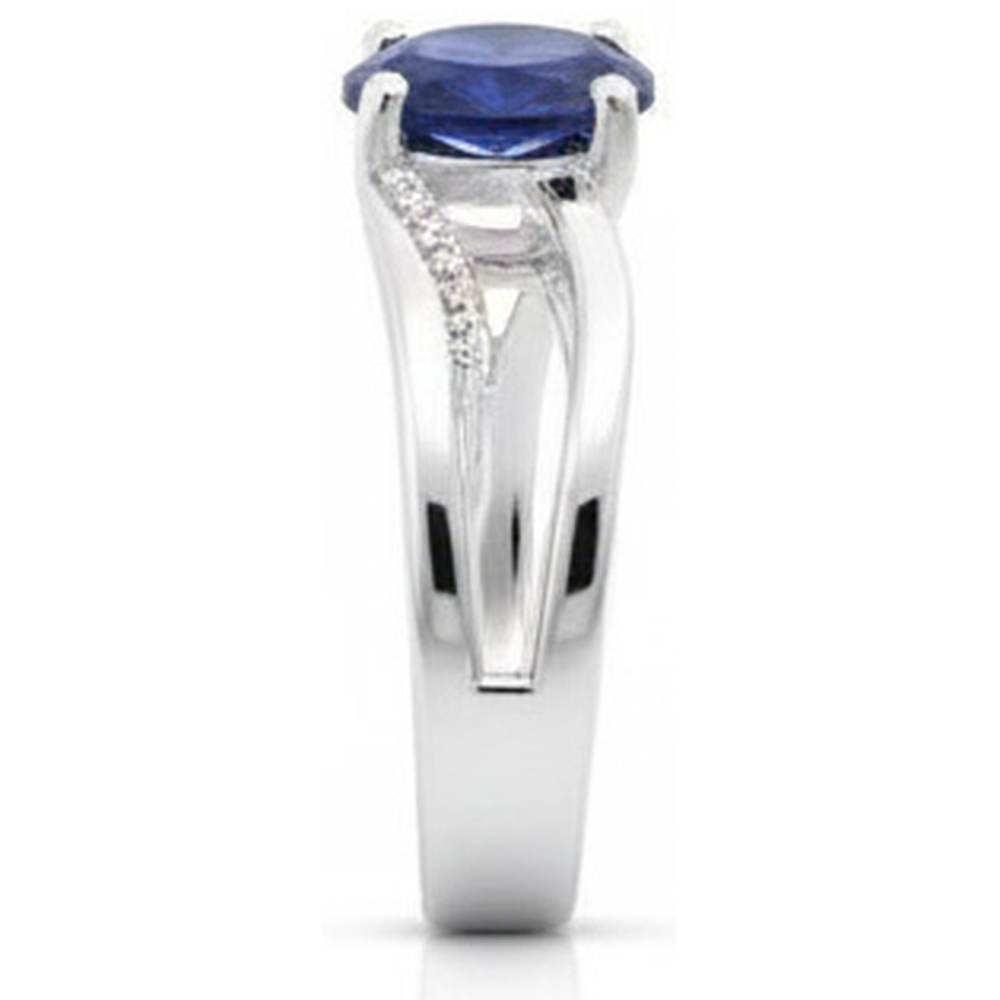 Oval Sri Lanka Blue Sapphire Natural Earth Mined Diamond 3 Carats Wedding Ring