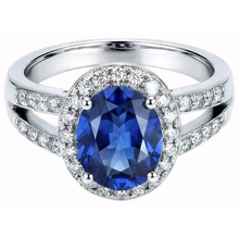 natural round sapphire 3.51ct ring front view
