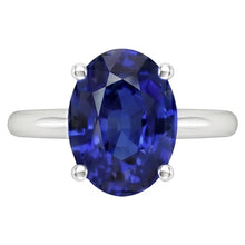 Oval Sri Lanka Sapphire Solitaire Ring White Gold 14K 3.30 Carats