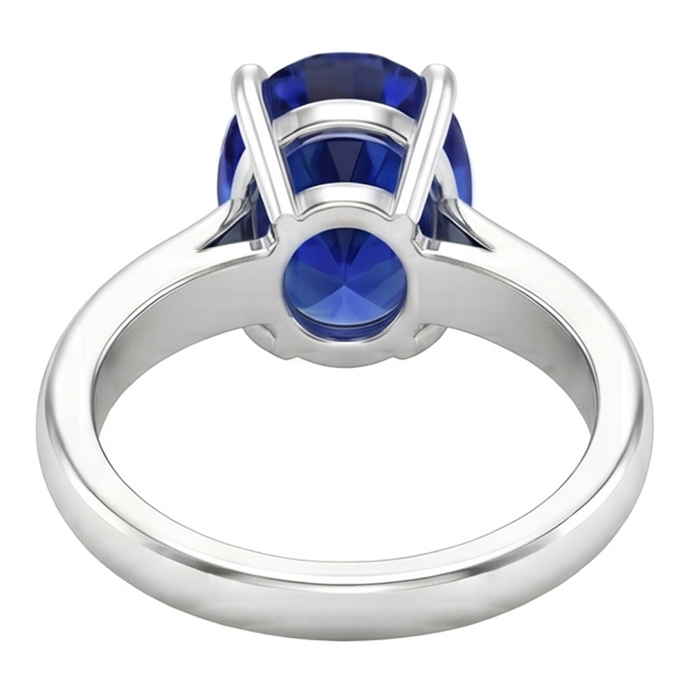 Oval Sri Lanka Sapphire Solitaire Ring White Gold 14K 3.30 Carats