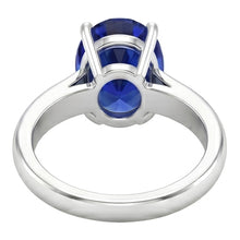 Oval Sri Lanka Sapphire Solitaire Ring White Gold 14K 3.30 Carats