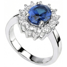 Oval Sri Lanka Sapphire & Natural Earth Mined Diamond Ring White Gold Jewellery
