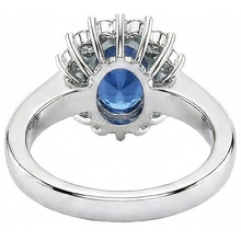 Oval Sri Lanka Sapphire & Natural Earth Mined Diamond Ring White Gold Jewellery