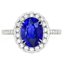 Oval Sri Lankan Sapphire Natural Earth Mined DIAMOND ( NOT LAB GROWN )s 4.30 Ct Ring White Gold 14K