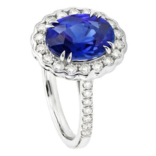 Oval Sri Lankan Sapphire Natural Earth Mined DIAMOND ( NOT LAB GROWN )s 4.30 Ct Ring White Gold 14K